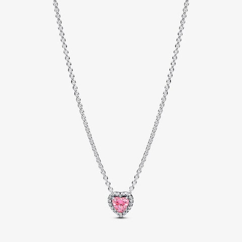 Colar Pandora Coração Elevado Rosa