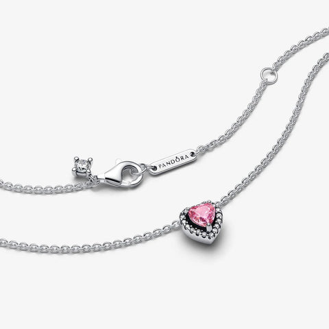 Colar Pandora Coração Elevado Rosa