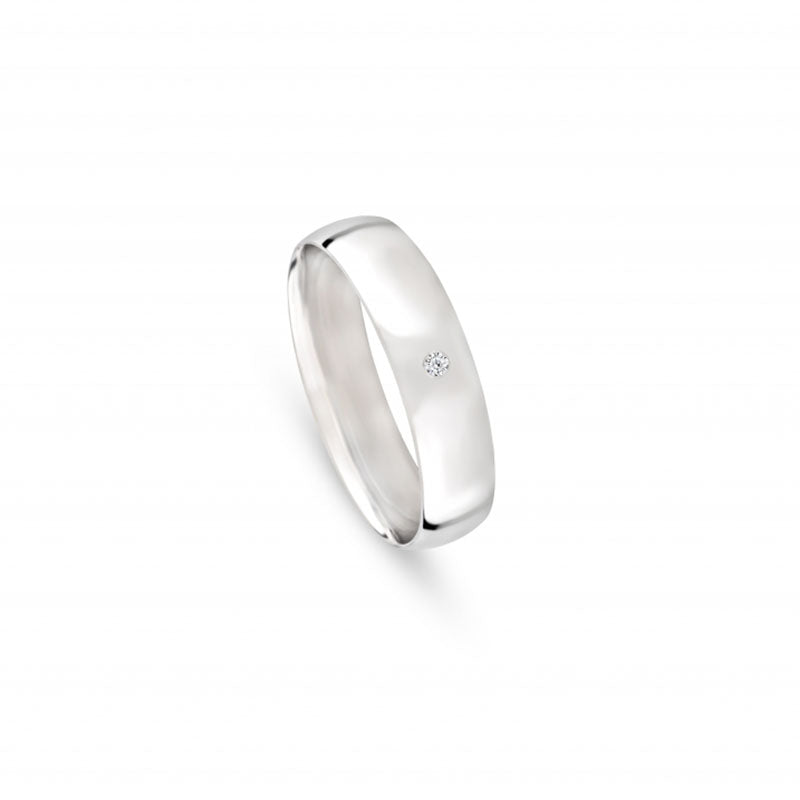 Aliança de Casamento Ouro Branco com Diamante