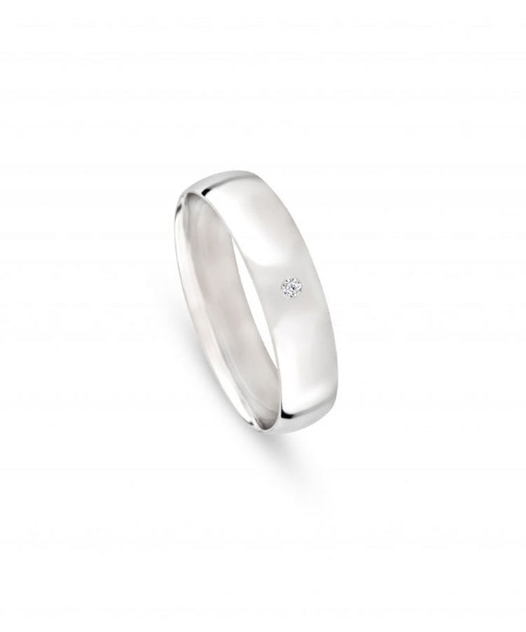 Aliança de Casamento Ouro Branco com zircónia
