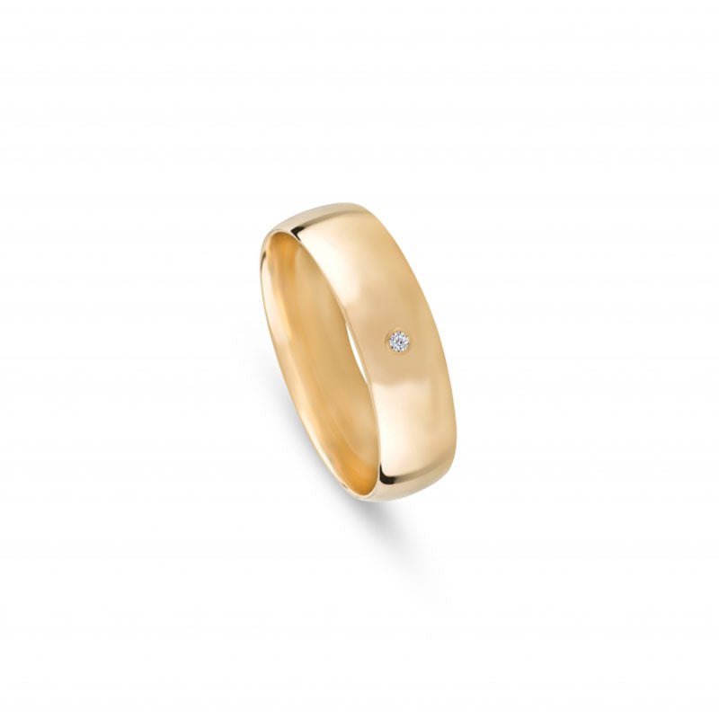 Aliança de casamento ouro amarelo com diamante