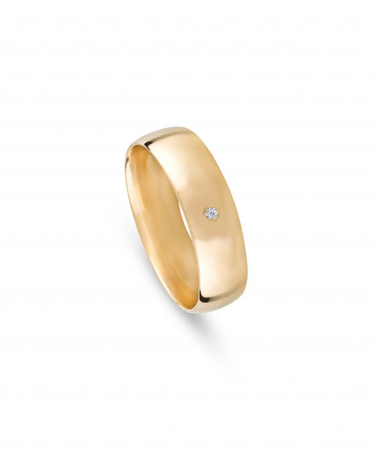 Aliança de casamento ouro amarelo com diamante