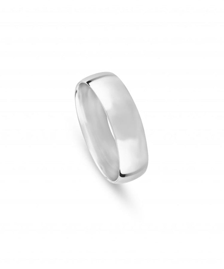 Aliança de Casamento Ouro Branco Meia Cana Baixa 