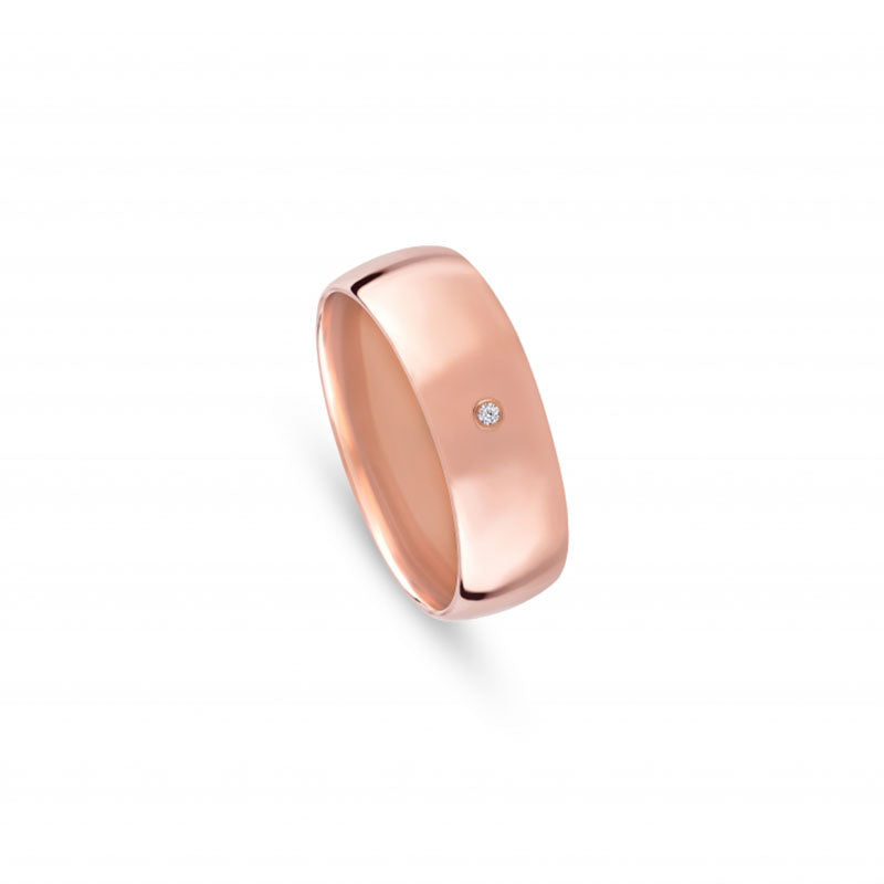 Aliança de casamento ouro rosa com diamante