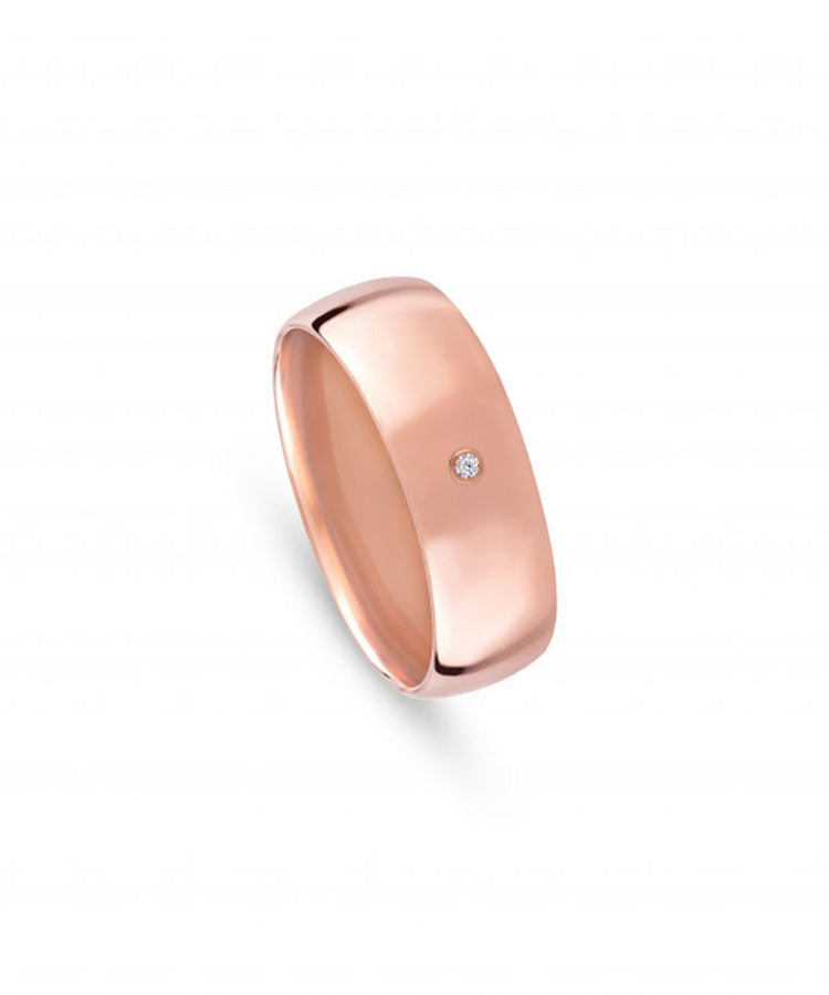Aliança de casamento ouro rosa com diamante