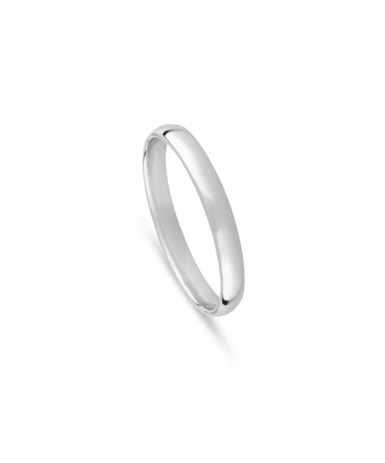 Aliança de Casamento Ouro Branco 2.5 mm Meia Cana Baixa
