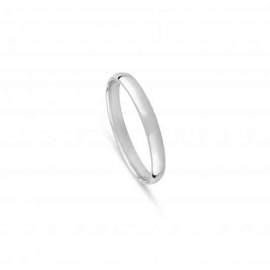 Aliança de Casamento Ouro Branco 2.5 mm Meia Cana Baixa