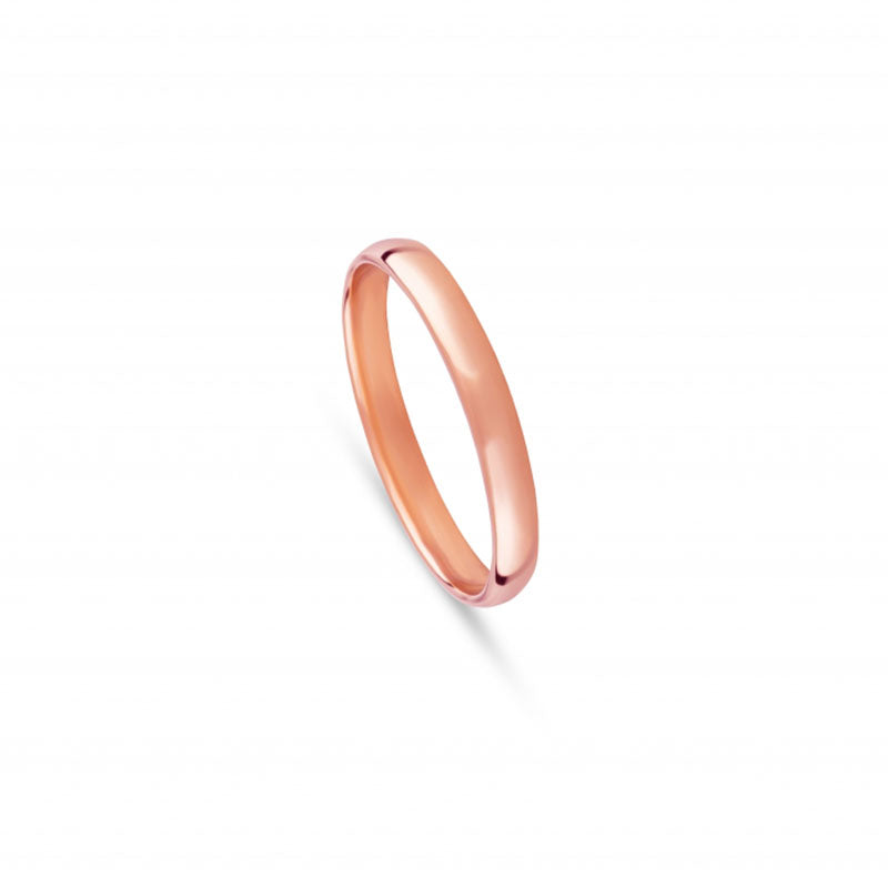 Aliança de Casamento Ouro Rosa 2.5 mm Meia Cana Baixa