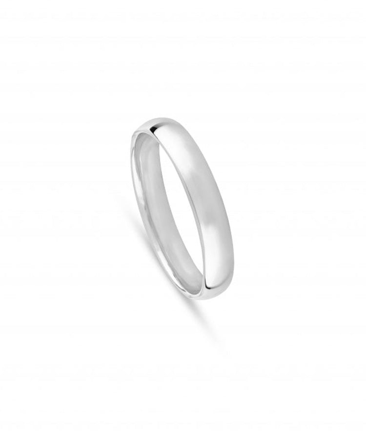 Aliança de Casamento Ouro Branco Meia Cana Baixa