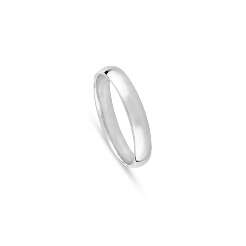 Aliança de Casamento Ouro Branco Meia Cana Baixa