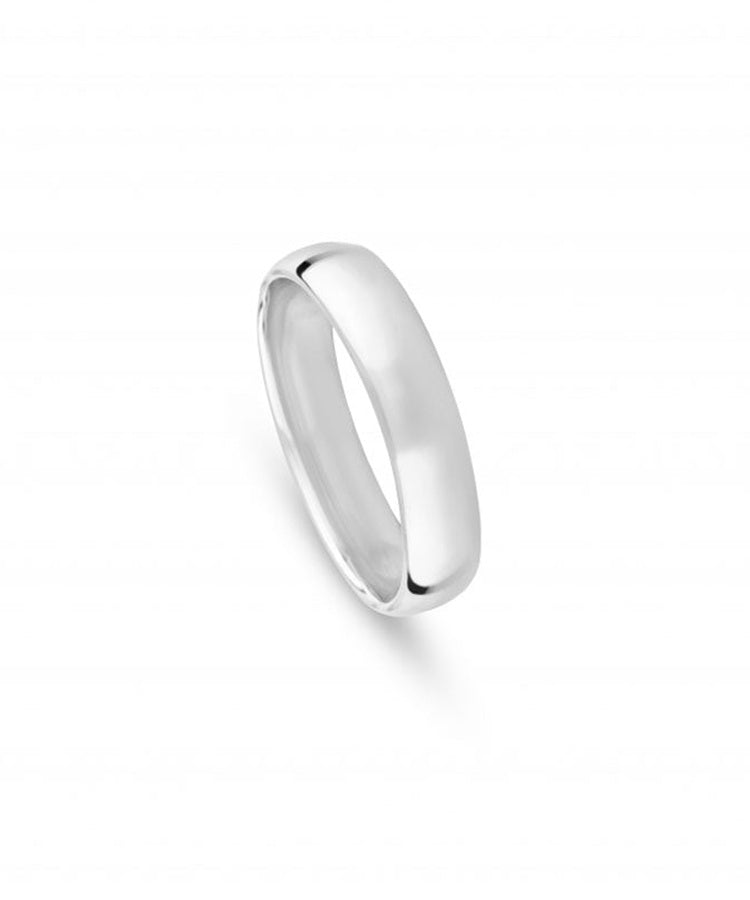 Aliança de Casamento Ouro Branco Meia Cana Baixa