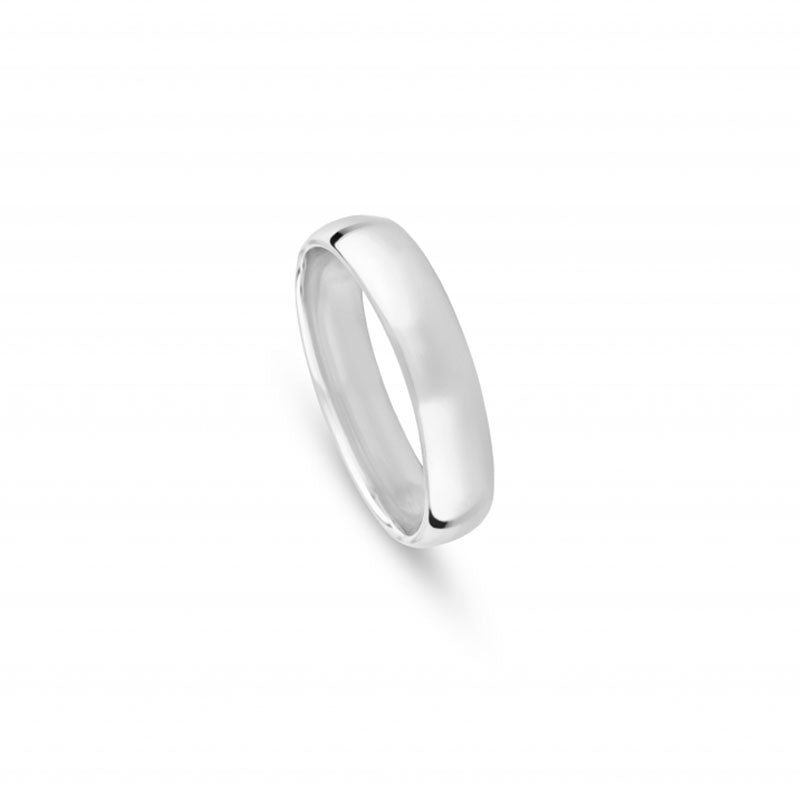 Aliança de Casamento Ouro Branco Meia Cana Baixa