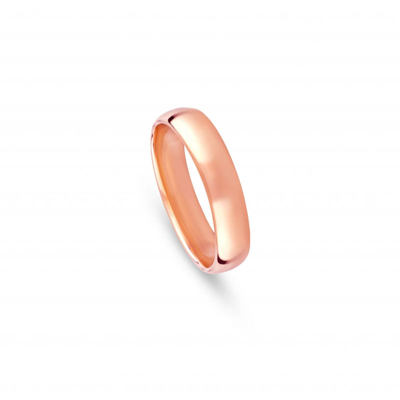 Aliança de Casamento Ouro Rosa Meia Cana Baixa