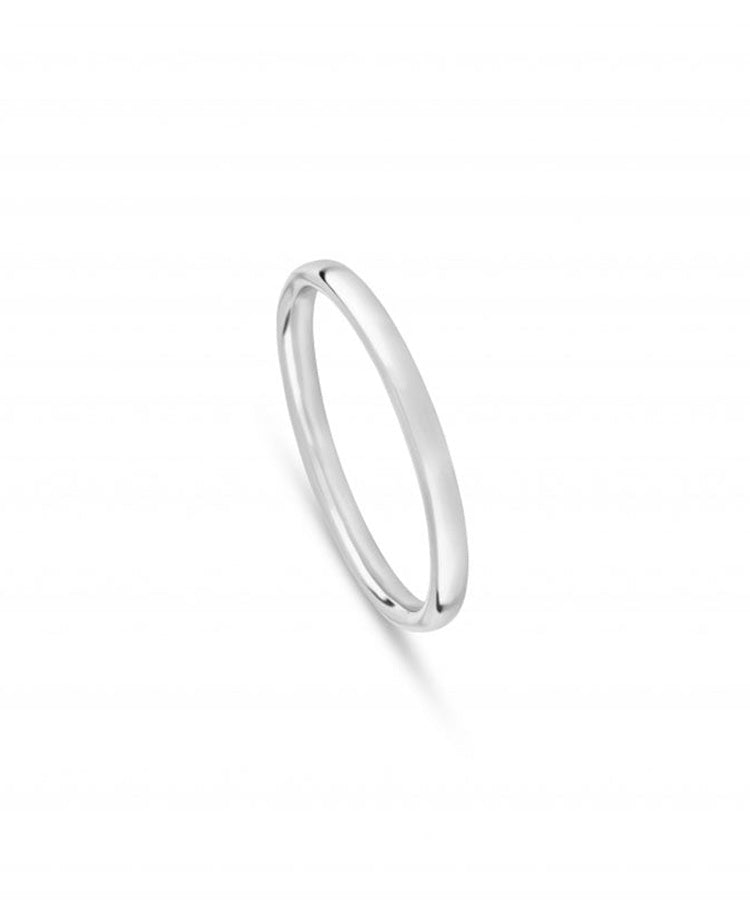 Aliança de Casamento Ouro Branco 2 mm Meia Cana Baixa