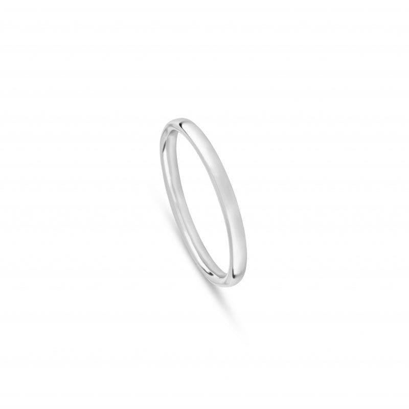 Aliança de Casamento Ouro Branco 2 mm Meia Cana Baixa