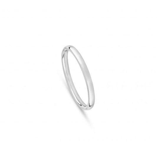 Aliança de Casamento Ouro Branco 2 mm Meia Cana Baixa