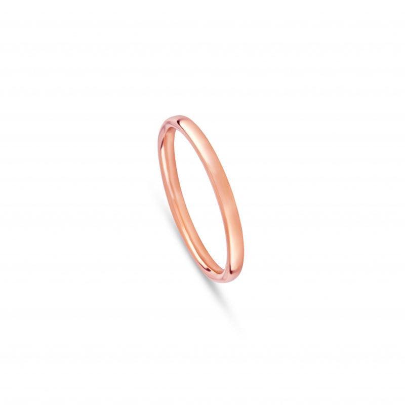 Aliança de Casamento Ouro Rosa 2 mm Meia Cana Baixa
