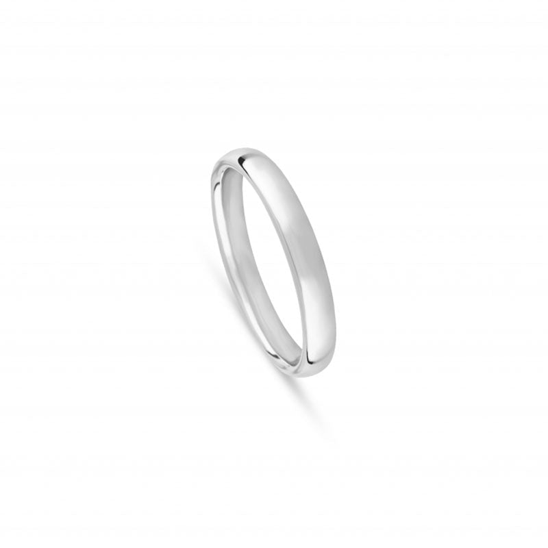 Aliança de Casamento Ouro Branco 3 mm Meia Cana Baixa
