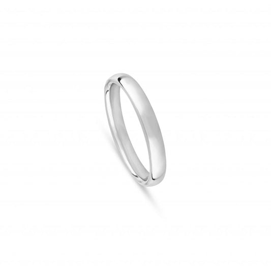 Aliança de Casamento Ouro Branco 3 mm Meia Cana Baixa