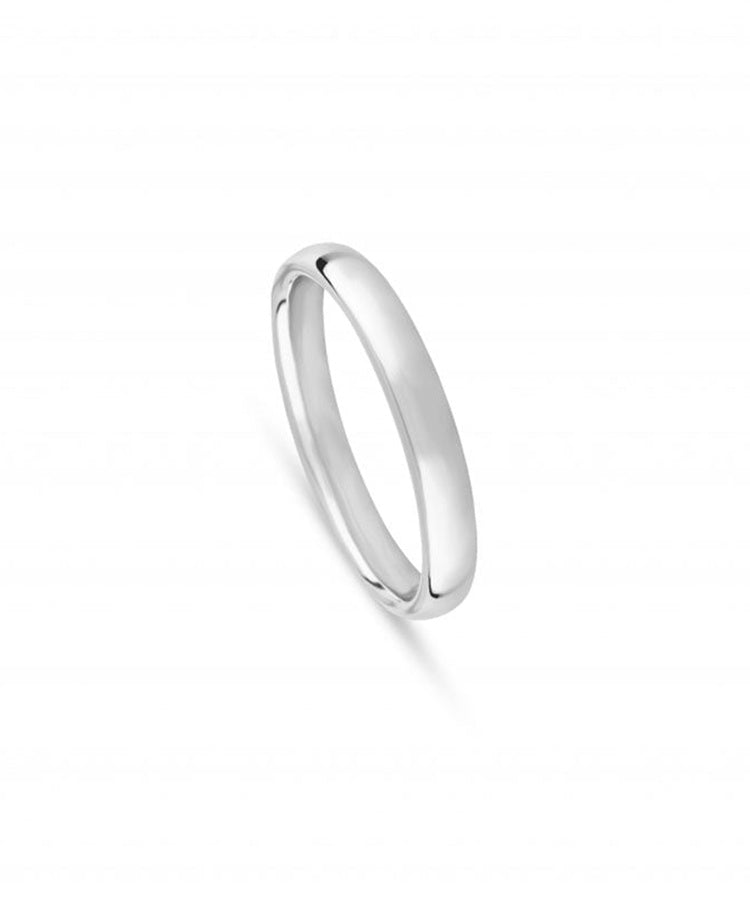 Aliança de Casamento Ouro Branco 3 mm Meia Cana Baixa
