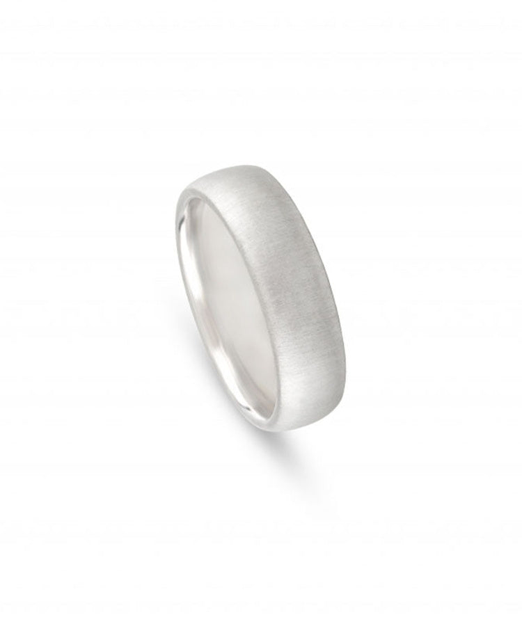 Aliança de casamento ouro branco acetinado 6 mm