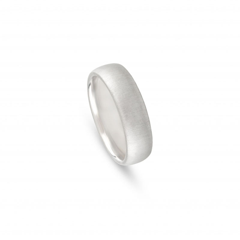 Aliança de casamento ouro branco acetinado 6 mm