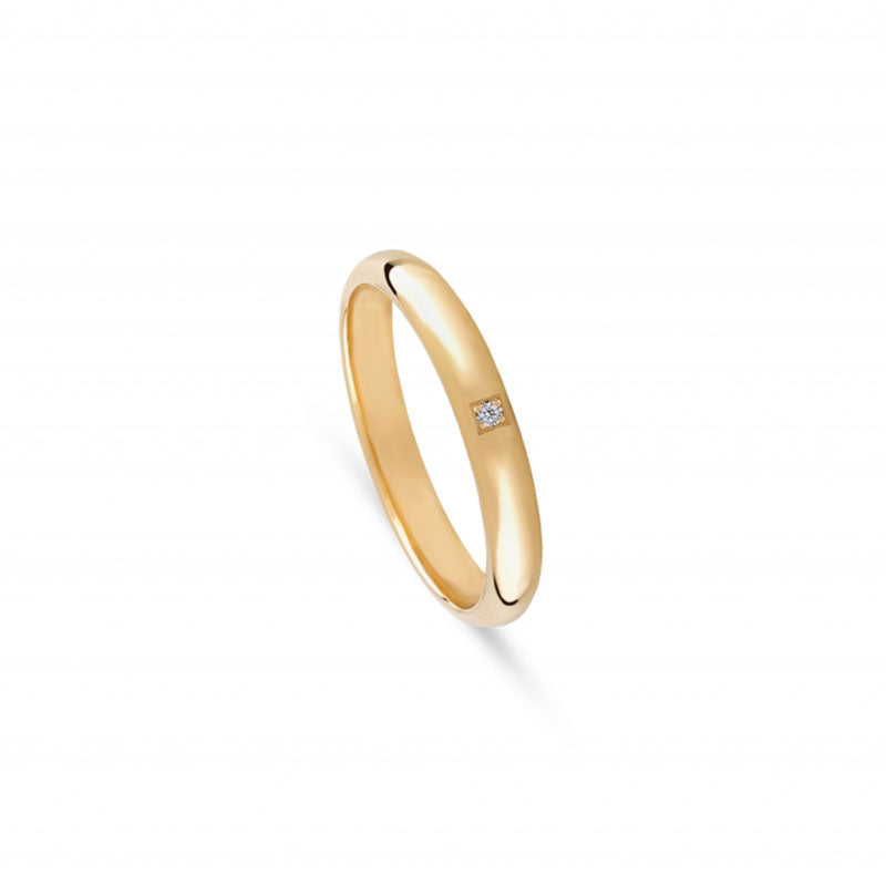 Aliança de casamento ouro amarelo com diamante