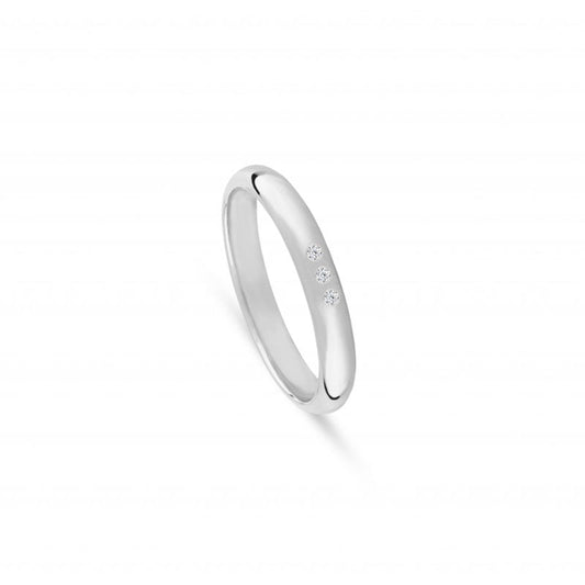 Aliança de casamento ouro branco com 3 zircónias