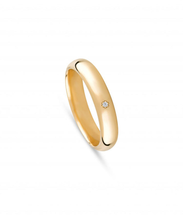 Aliança de casamento ouro amarelo com zicórnia