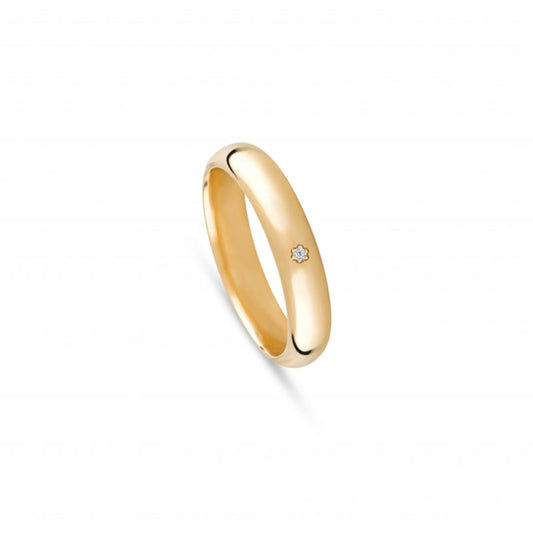 Aliança de casamento ouro amarelo com zicórnia