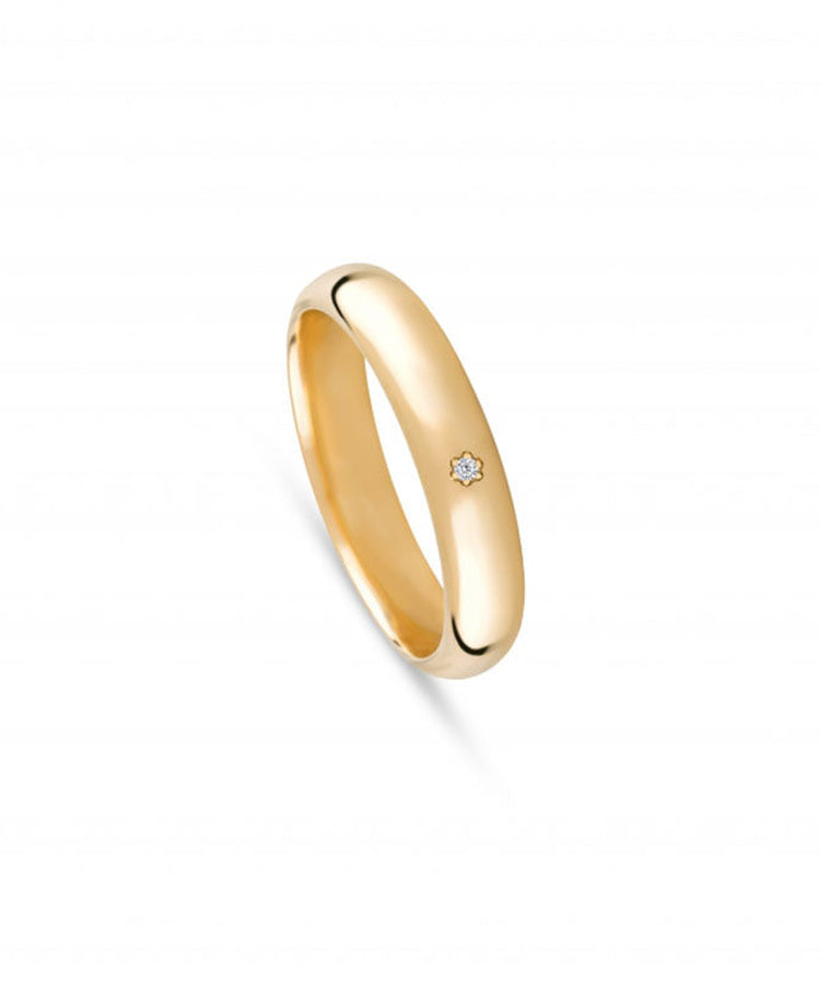 Aliança de casamento ouro amarelo com diamante