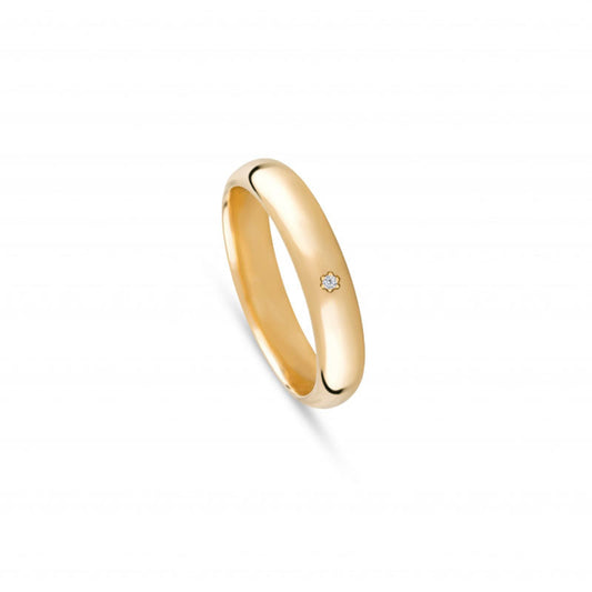 Aliança de casamento ouro amarelo com diamante