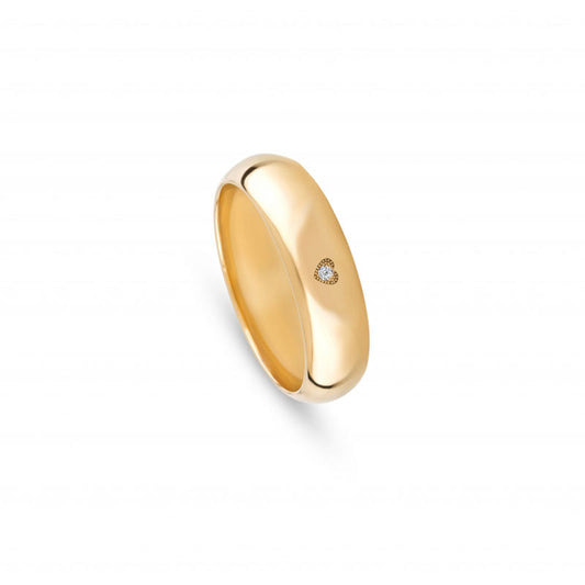 Aliança de casamento ouro amarelo com zircónia 6 mm