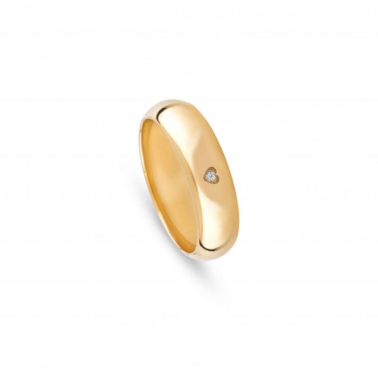 Aliança de casamento ouro amarelo com diamante 6 mm