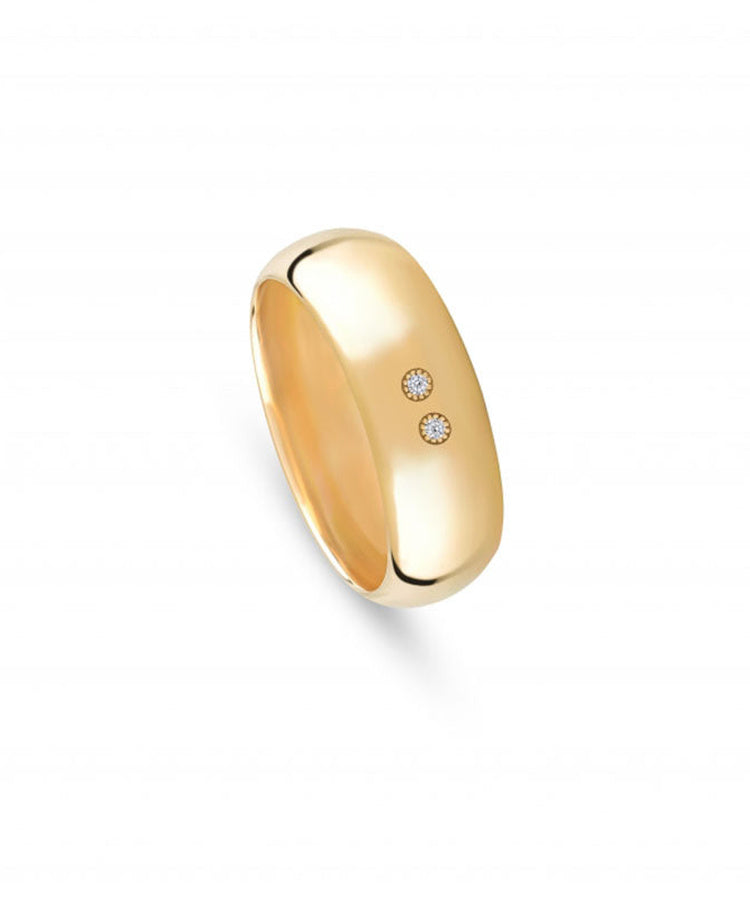 Aliança de casamento ouro amarelo com zicórnias