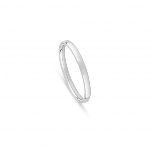 Aliança de Casamento Ouro Branco 2 mm Meia Cana Laterais Retas