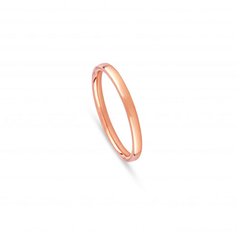 Aliança de Casamento Ouro Rosa 2 mm Meia Cana Laterais Retas
