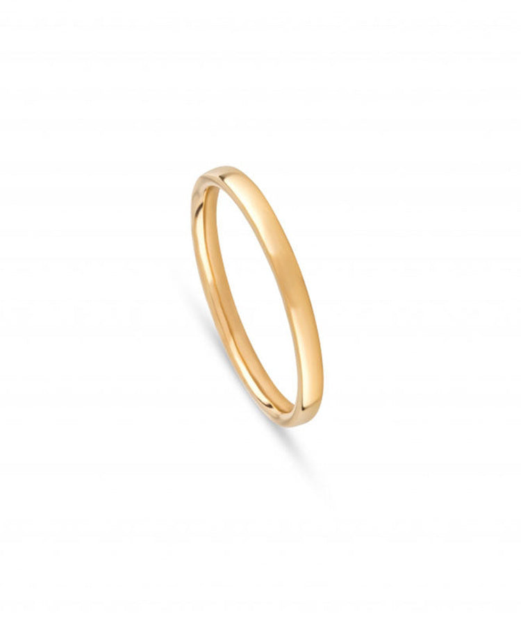 Aliança de Casamento Ouro Amarelo 2 mm Meia Cana Laterais Retas