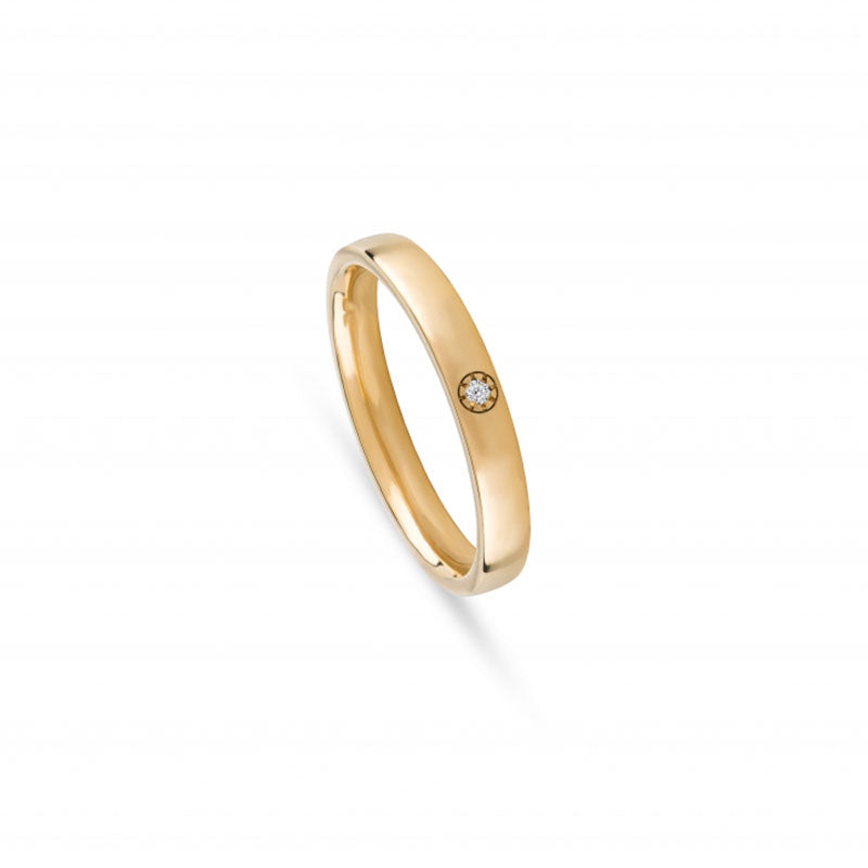 Aliança de Casamento Ouro Amarelo 3 mm & Zircónia