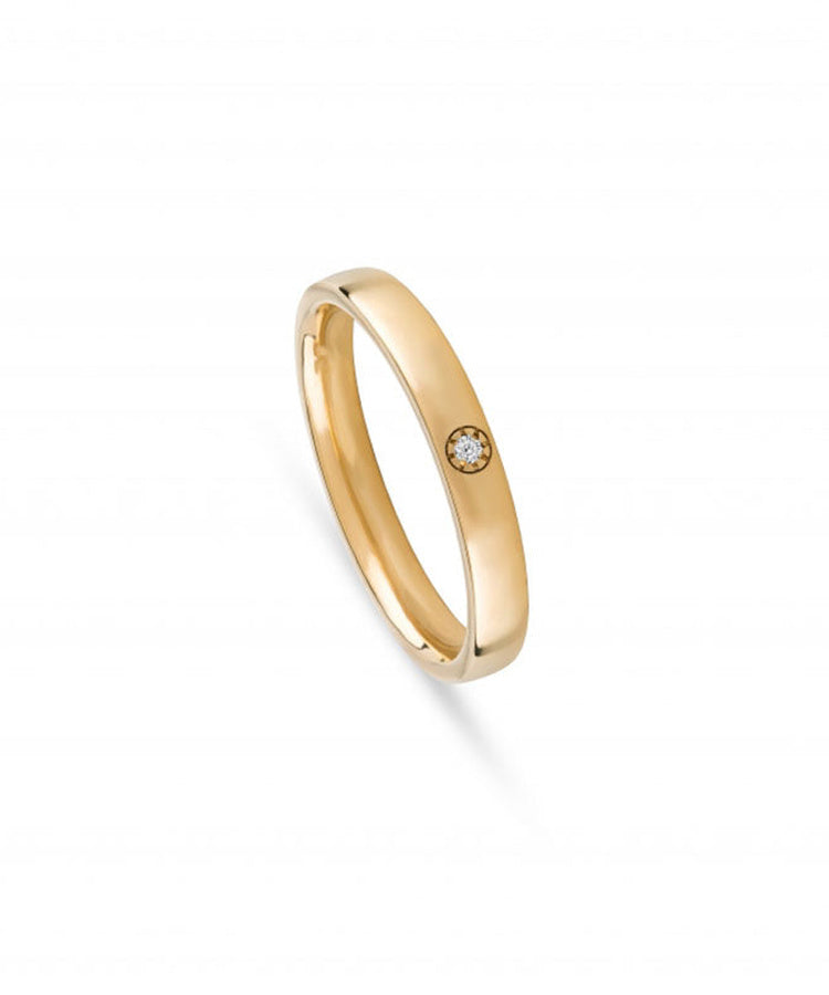 Aliança de Casamento Ouro Amarelo 3 mm & Diamante