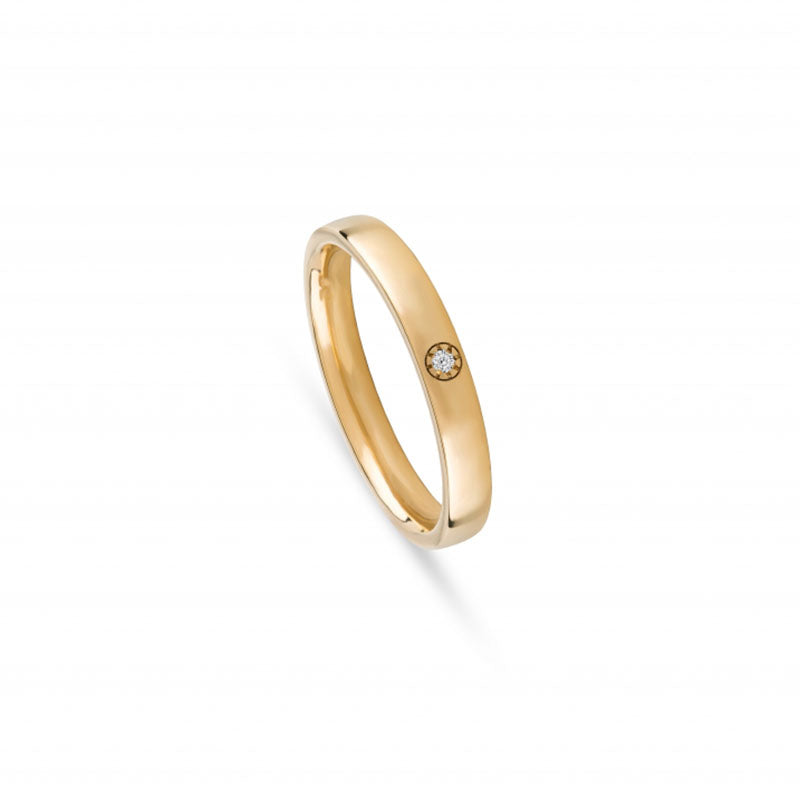 Aliança de Casamento Ouro Amarelo 3 mm & Diamante
