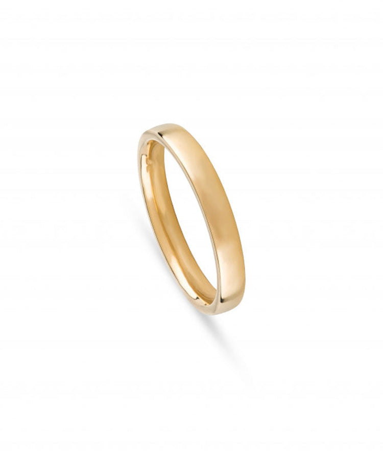 Aliança de Casamento Ouro Amarelo 3 mm Meia Cana e Laterais Retas