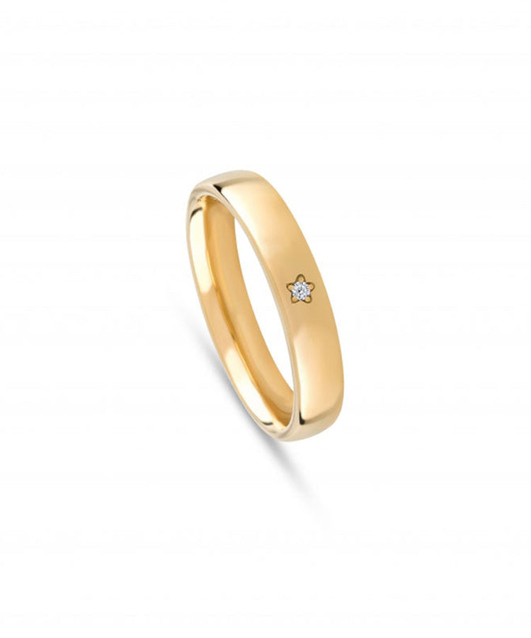 Aliança de casamento ouro amarelo com diamante