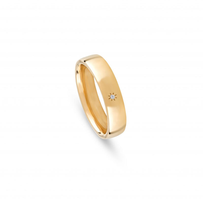 Aliança de casamento ouro amarelo com diamante