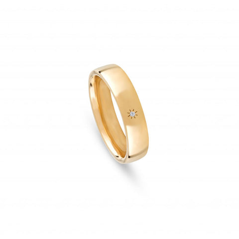 Aliança de casamento ouro amarelo com diamante