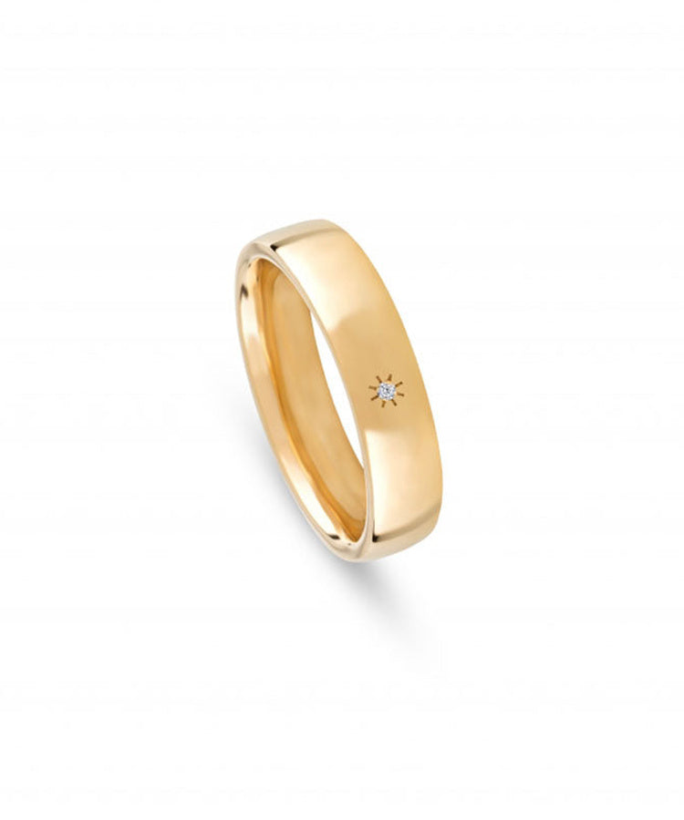 Aliança de casamento ouro amarelo com diamante