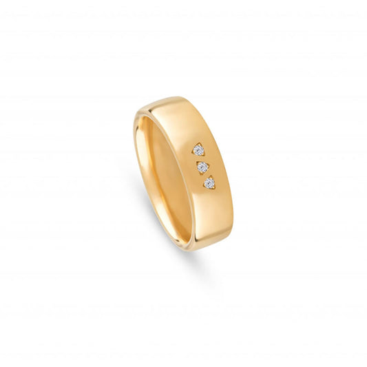 Aliança de casamento ouro amarelo com 3 diamantes