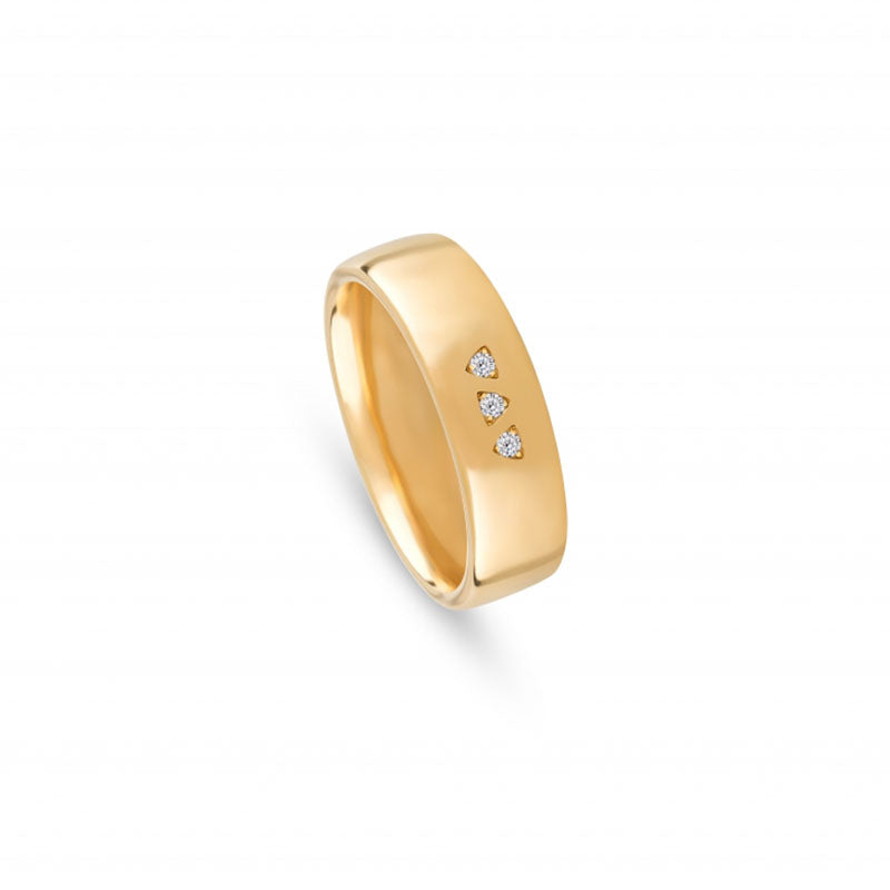 Aliança de casamento ouro amarelo com zircónias