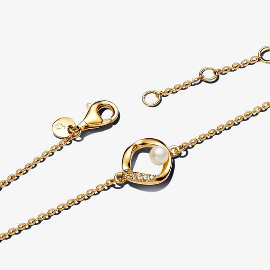Pulseira Pandora Pérola e Círculo Pavé