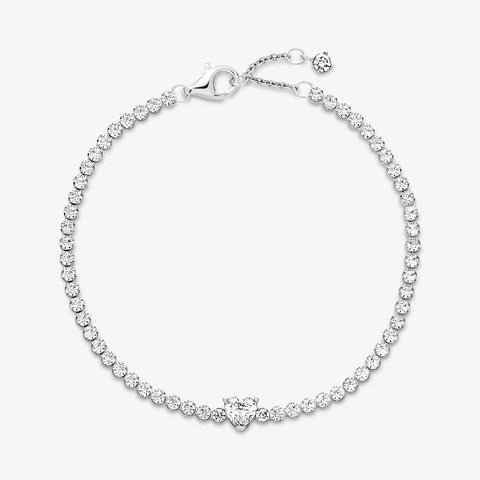 Pulseira Pandora Sparkling Heart Tennis
